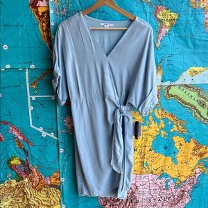 O'Neill Pale Blue Wrap-Style V-Neck Dress